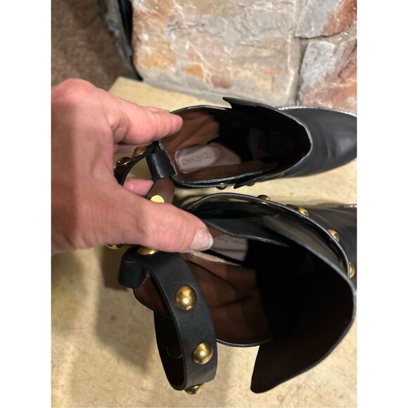 See by Chloe Studded Calf Skin Leather Ankle Booties Black Women's US Size 8 - Picture 10 of 12